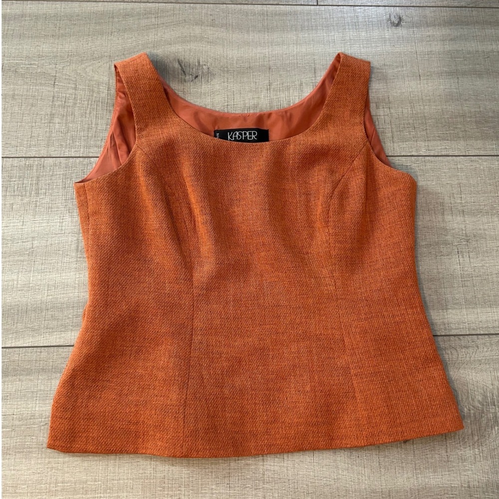 Kasper Petite Burnt Orange Textured Sleeveless Shell Blouse Top Size 4P - Picture 1 of 5